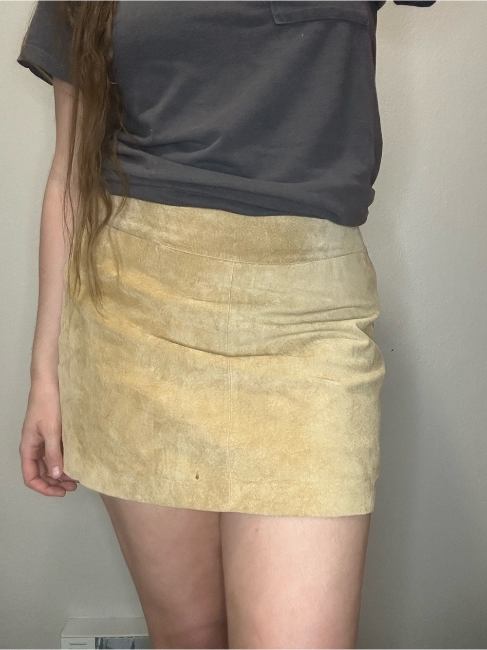 Y2K Mossimo Genuine Leather Mini Skirt Tan Size 12